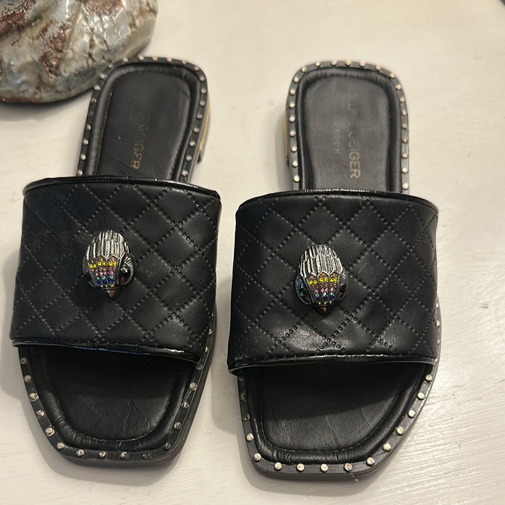 Kurt Geiger Black Quilted Sandals